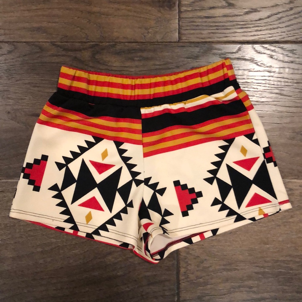 Tribal Print High-Waisted Shorts